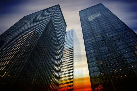 Low angle view of skyscrapers Stock Illustration