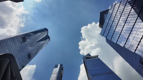 Low angle view of skyscrapers reaching for the sky Stock Footage 327166866