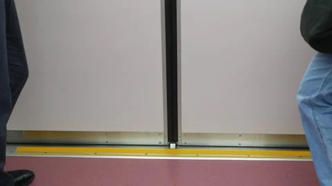 Low angle view to skytrain subway door from inside the train commuter while.. Vídeo Stock 329677680