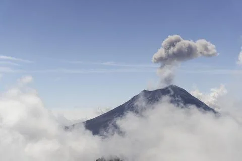Low Angle View Of Smoke Emitting From Popocatepetl Against Sky Stock Photos