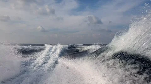 Low angle view of speedboat water trail Stock Footage 279844313