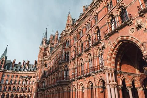A low angle view of the St Pancras Renaissance Hotel in London, UK. The building Stock Photos