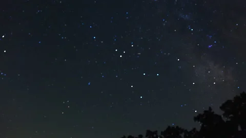 Low angle view of a starry sky at night, time lapse Stock Footage 145280146