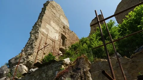 Low Angle View of Stone Ruins at Hricov Castle Stock Footage 343624731