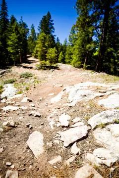 Low angle view of a stony mountain track Stock Photos