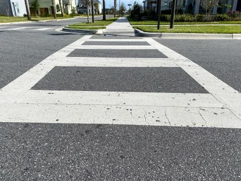 A low angle view of a stree crosswalk Stock Photos