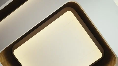 Low angle view of stretch multi-level ceiling decorated with wooden panels and Stock Footage 263674673