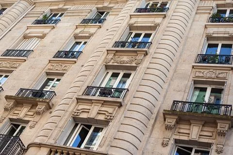 Low angle view of a stylish residence in Paris Photos