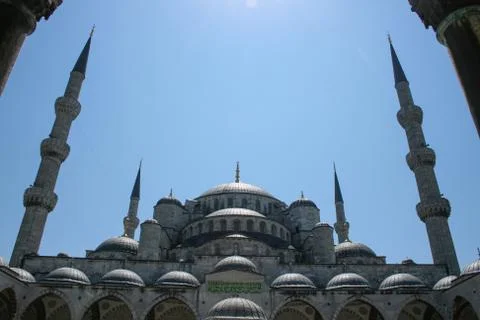 Low angle view of Sultanahmet mosque against clear sky Stock Photos