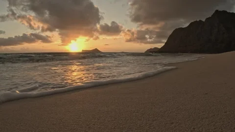 A low angle view surf at Waimānalo beach park. Stock Footage 250903464