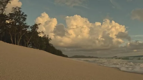 A low angle view surf at Waimānalo beach park. Stock Footage 250903469