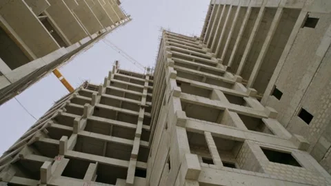Low angle view of tall buildings under construction during daytime in Pakistan. Stock Footage 312673048