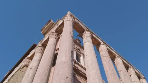 Low Angle View of the Temple of Antoninus and Faustina in the Roman Forum, .. Stock-Footage 338393253