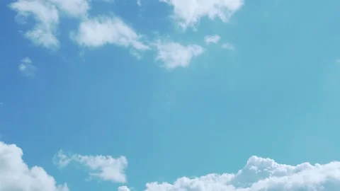 Low Angle view Time Lapse White Clouds in a Clear Serene Paradise Sky. Beautiful Video stock 160333510