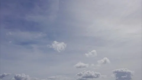Low Angle view Time lapse of direct bright noon sun on blue sky with clouds with Stock Footage 251160396
