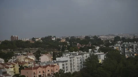 Low angle view time lapse of changeable autumn weather with sun, cloud, rain Stock Footage 253506937