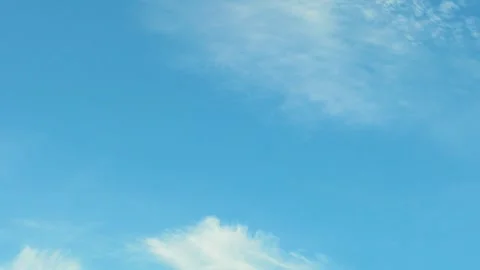 Low Angle View Time Lapse Pure Blue Sky with White Cirrec and Puffy Cloud.  Whit Stock Footage 304511553