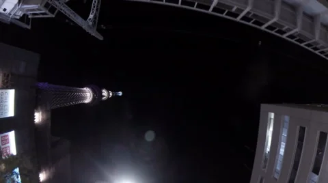 Low angle view of Tokyo Skytree town from a car. Stock Footage 61529585