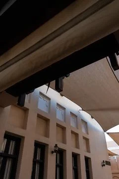 Low Angle View of Traditional Qatari Architecture in Katara Village  Фото