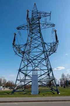 The low-angle view of a transmission tower Stock Photos