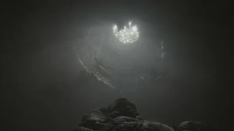 Low Angle View Of Tree Seen Through Tranquil Sinkhole Cave - Java, Indonesia Video stock 231817090