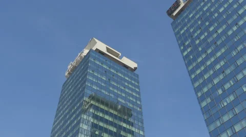 Low angle view of UNITIC Twin Skyscrapers in Sarajevo Stock Footage 59828634