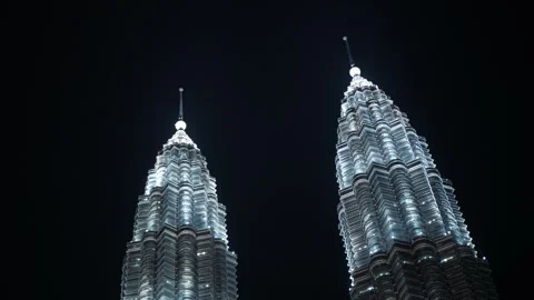 Low angle view upto the highrise financial petronas twin towers skyscraper .. Stock Footage 248197188