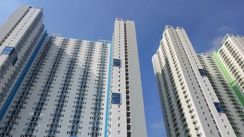 Low Angle View of Urban City Apartment Complex Stock Footage 335969974