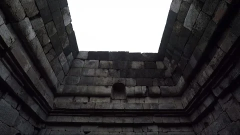 Low Angle View, Walls Inside Main Temple, Lumbung Temple, Java, Indonesia Stock Footage 306175378