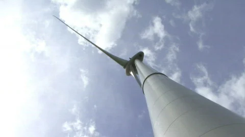 LOW ANGLE VIEW OF A WIND TURBINE Stock Footage 543251