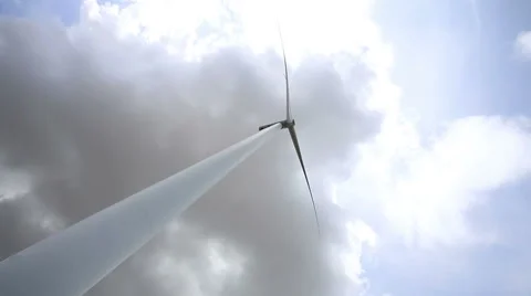 Low angle view, Wind turbines create renewable energy, cloud background. Stock Footage 51641611
