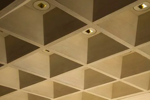 Low angle view of a wooden ceiling, Paris, France 写真素材