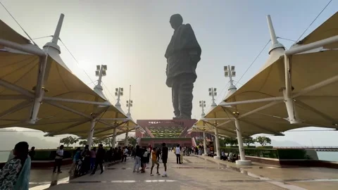 Low angle view of world tallest statue of unity. Stock Footage 274726175