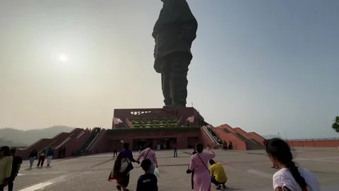 Low angle view of world tallest statue of unity. Stock Footage 274726230