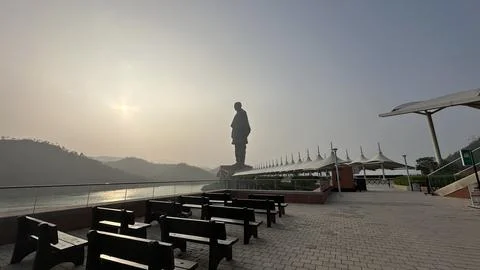 Low angle view of world tallest statue of unity. Stock Photos