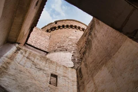 Low angle views ancient stone walls Stock Photos