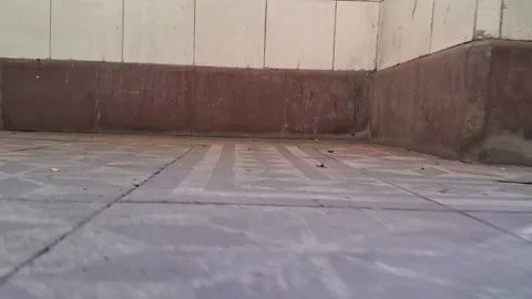 Low angle walking motion on patterned floor tiles video footage Stock Footage 337897086