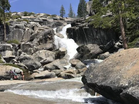 Low angle of waterfall Foto stock