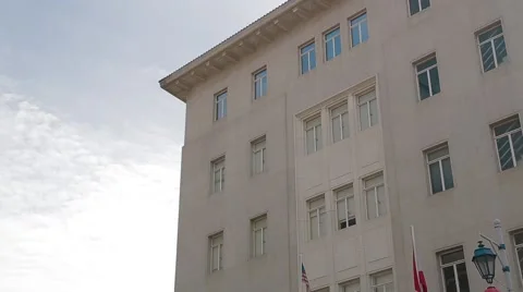 Low Angle to Wide Angle Shot of Penang's HSBC Bank Stock Footage 48140124