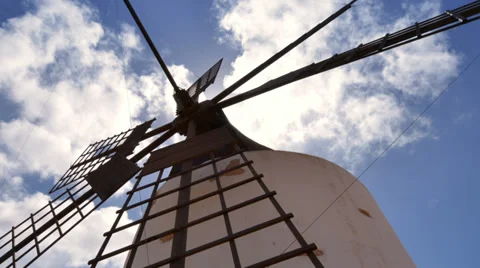 Low angle windmill and clouds time lapse zoom 11213 Stock Footage 32425384