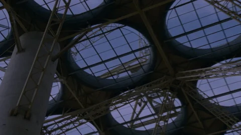 Low angle zoom out of the ceiling of a large building Stock Footage 312274177