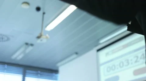 Low angled view at young student making hand gestures while explaining his view  Stock Footage 56909875