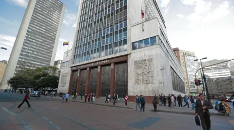 Low AngleDaytime  Shot of Banco de la Republica Tower Stock Footage 42267375