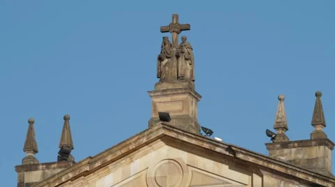 Low Angledaytime Shot of Prime Cathedral's Cupola and Crucifix Stock Footage 42267339