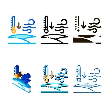 Low arctic temperature icon vector outline variations Stock Illustration