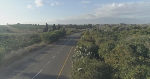 Low attitude tracking shot on a white sport car driving through open fields Stock Footage 100013020