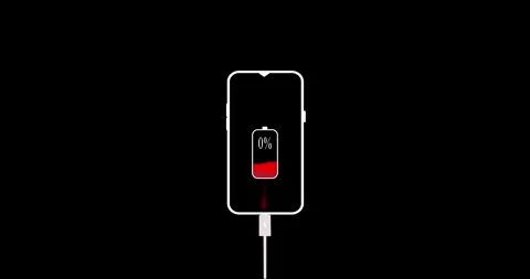 Low battery 0% smart phone charging animation on a transparent background. Smart Stock-Footage 334937785