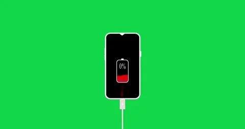 Low battery 0% smart phone charging animation on a transparent background. Smart Stock-Footage 334937787