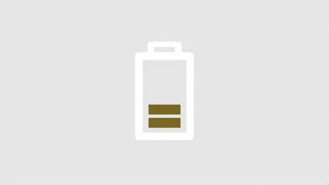 Low battery animated icon with green power level gradually decreasing to red Stock Footage 314710357