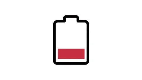 Low battery animation icon for smartphone display Stock Footage 317923856